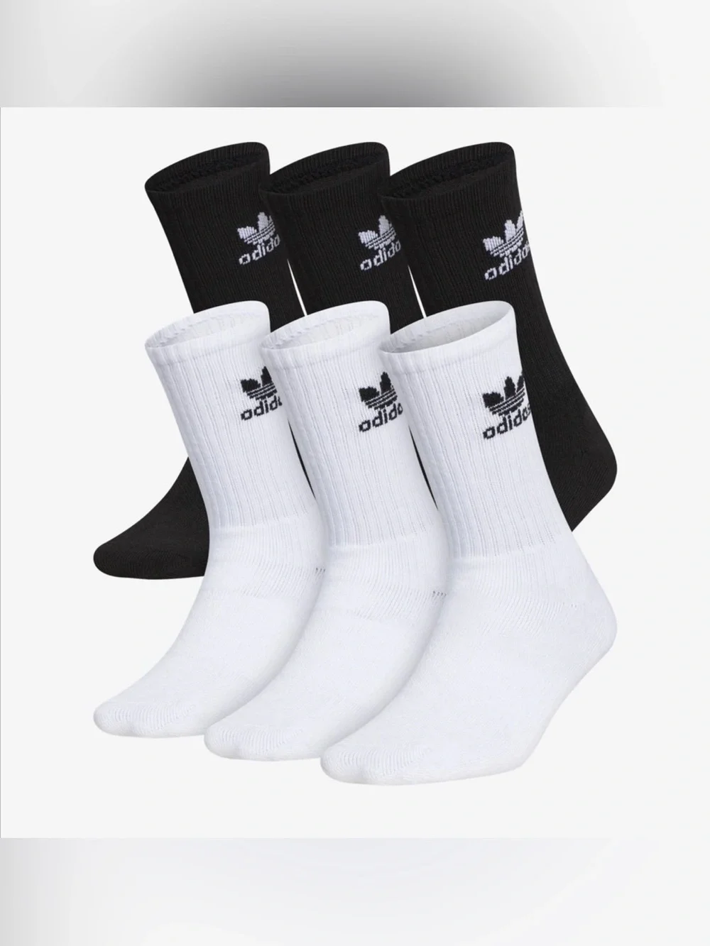 Adidas Originals White Black Trefoil logo Cushioned Tall Crew Socks multi size